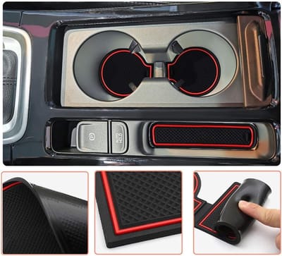 Rubbermatten voor Kia Ceed en XCeed - 15-delige set voor interieur, console en deurcupholders in rood