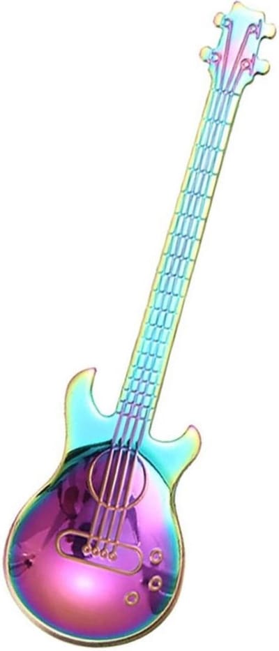 1x Theelepel / Koffielepel Gitaar - Regenboog - 1 Stuk