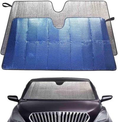 Zonwering voor de voorruit van de auto, opvouwbaar, reflecterend, UV-bescherming, 140 x 70 cm, blauw