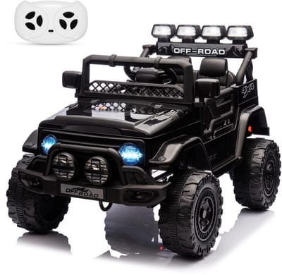 Danky Auto - Elektrische Kinderauto 12V - Zwart - 2.4G Afstandsbediening - 3 Snelheden - LED & Muziek - 3-8j
