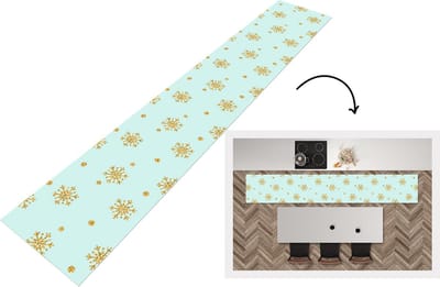 Keukenloper - Loper keuken - Kerst - Patroon - Sneeuw - Goud - 300x50 cm - Keukenloper vinyl