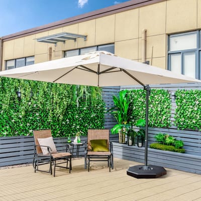 Luxe Vierkante Zweefparasol 300 x 300 cm met 360° Rotatie en Traploze Kantelfunctie – UV-bestendig & Waterafstotend – Gepoedercoat Frame – Beige