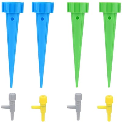 4 stuks Verstelbaar Automatisch Planten Watergeef Irrigatieapparaat Bloemen Water Druppel Spikes met Klep blue