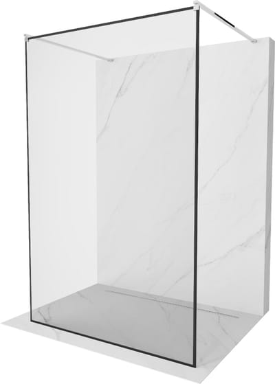 Mexen Kioto vrijstaande douchewand 150 x 200 , zwarte rand 8 mm, chroom - 800-150-002-01-70