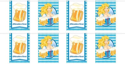 2x Oktoberfest/bierfeest vlaggenlijnen/slingers rechthoekig 10 meter - Feestartikelen versiering