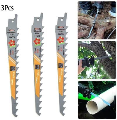 3 stuks sabelzaagblad voor hout - recipozaagbladen - HCS 3tpi - zaagblad geschikt voor hout, snoeien en kunststof 3 sabelzaagbladen 150mm