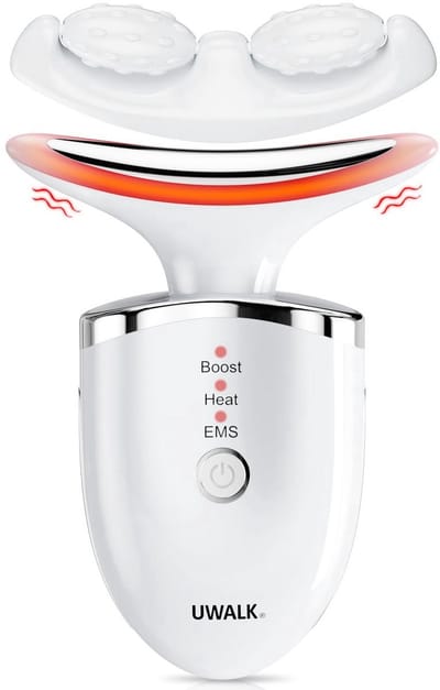 Elektrisch Gezichtsmassageapparaat EMS Gezichtsmassager- 3 Lichttherapie Modi (Rood, Blauw, Groen) - 45°C Automatische Verwarming - EMS Microstroom & Hoogfrequente Vibratie - Afneembare Massage Roller - Gezichtslifting en Huidverstrakking