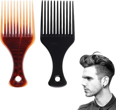 Kam voor Krullen - Afrokam Grote Tand - Haar Ontklitten - Brede Tanden - 16.7 cm - Zwart