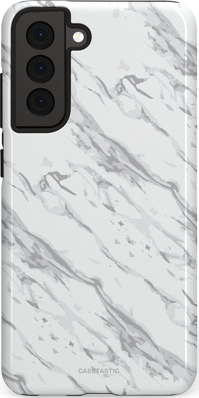 Casetastic hoesje geschikt voor Samsung Galaxy S21 FE 5G - Dubbellaagse bescherming - Arctisch Marmer - Fashion Case - Wit Lichtgrijs