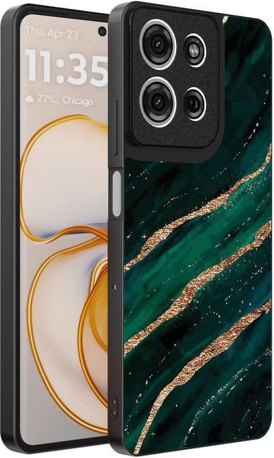 Geschikt voor Motorola Edge 50 Telefoonhoesje met marmer opdruk - TPU backcover case marble design - Groen Goud - Smartphonica geschikt voor Motorola Edge 50