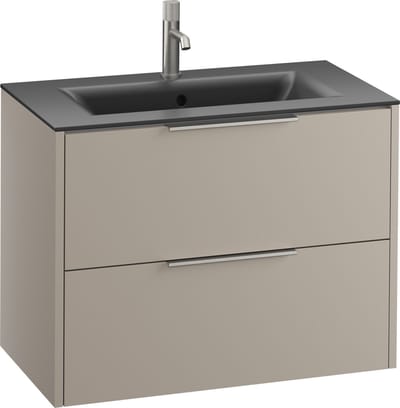 Saqu Lima badmeubel incl. mat zwarte keramische wastafel 80x46x61cm mat greige – rvs greep