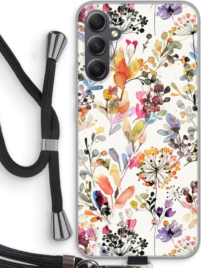 Case Company® - Hoesje met koord geschikt voor Samsung Galaxy A34 hoesje met Koord - Wilde grassen - Telefoonhoesje met Zwart Koord - Bescherming aan alle Kanten en Over de Schermrand
