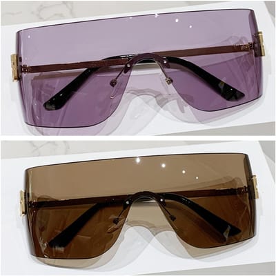 Luxe Metalen Dames Randloze Zonnebril Vintage Hoge Kwaliteit Decoratieve Zonnebril Reizen Bergbeklimmen Grote Montuur Zonnebril