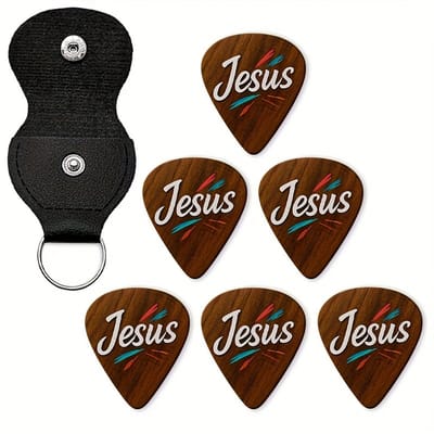 VANDAAG VERZONDEN - Plectrums 6 STUKS met Case - Gitaar Plectrum - Jesus - Christelijke Gitaar Accessoires - Picks Set - Muziek Cadeau - Christelijk Cadeau - Gitaar Accessoire - Plectrum Set - Gitaar Geschenk - Muziek Liefhebber Cadeau - Worship Band