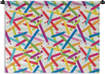 Wandkleed - Wanddoek - Potlood - Patronen - Regenboog - 120x90 cm - Wandtapijt