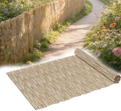Froadp 200x600 cm rietmat, natuurlijke rietafscherming voor kleine tuinen en terrassen, weerbestendig en eenvoudig te monteren tuinafscherming met kabelbinders
