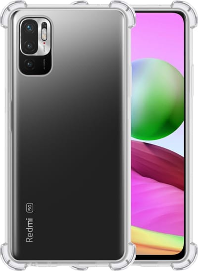 Hoesje - Geschikt voor Xiaomi Redmi Note 10 5G - Sterk & Shockproof - Siliconen Shock Case - Hoes Cover - Telefoonhoes - Transparant
