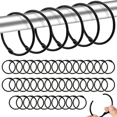 40 Stuks Gordijnringen voor Openen, 38mm Ronde Ringen voor Douchegordijn, Zwarte Metalen Ringen voor Sleutelhanger, Fotoalbum en Creatieve DIY Projecten