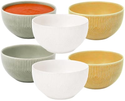 Secret de Gourmet Soepkommen Memphis - D14 cm - groen / geel / wit - keramiek - schaaltjes