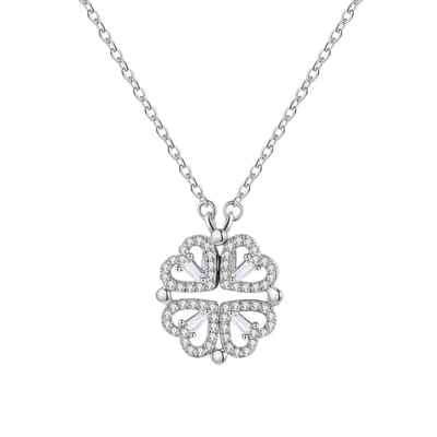 Klavertje vier - Ketting - Ketting Dames - Ketting Hartje - Klavertje Vier Ketting - Ketting met hanger - Cadeau voor Valentijn - Cadeautjes voor vriendin - Zilver 925