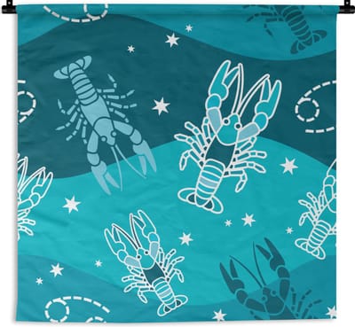 Wandkleed - Wanddoek - Zodiac - Kreeft - Design - 90x90 cm - Wandtapijt