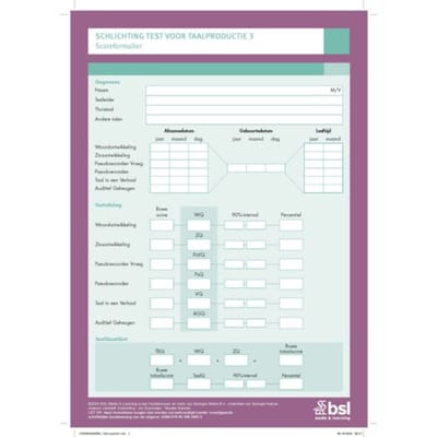 Schlichting Test Voor Taalproductie 3 - Scoreformulieren - L. Schlichting