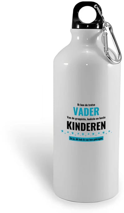 Hacebo® - ik ben de trotste vader van de grappigste, leukste en beste kinderen, en ja dit heb ik van hun gekregen waterfles - de trotste vader - verjaardag - verjaardagscadeau - cadeau - beste kinderen - water fles - 400ML