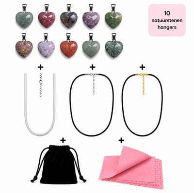 EmmyRovi – Hartjes Edelstenen Set – 10 Natuursteen Hangers – Chakra – Kristallen