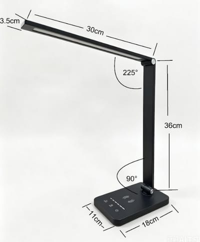 Stane Bureaulamp LED Dimbaar - 5 Lichtkleuren (2700K-6000K) - Touchbediening - USB Oplader - Tafellamp - Leeslamp - Bedlamp - Zwart