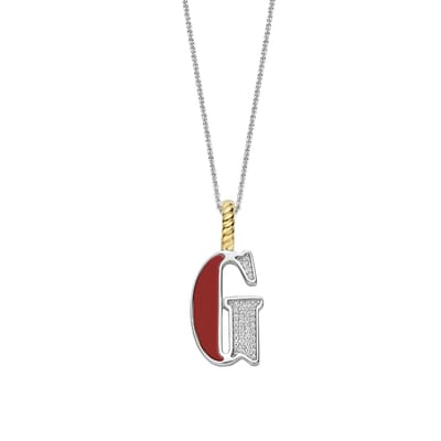 TI SENTO Dames Hanger - 925 zilver - Letter G - Rood - 6840CR_G