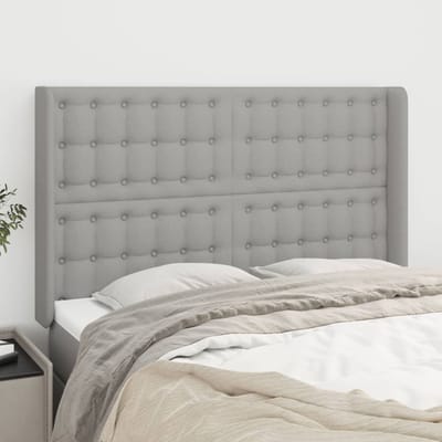 vidaXL - Hoofdbord - met - randen - 147x16x118/128 - cm - stof - lichtgrijs