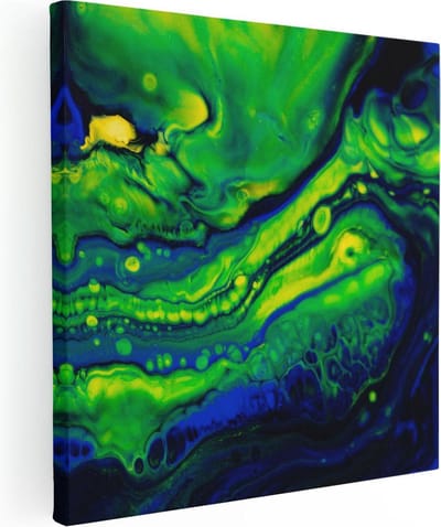 Artaza Canvas Schilderij Abstracte Kunst - 30x30 cm - Klein - Wanddecoratie Woonkamer - Muurdecoratie Blauw - Kamer Accessoires