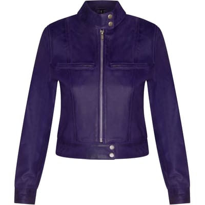 Dames effen leren motorbikerjack-Braga