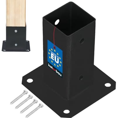 KOTARBAU® Paalvoet , Paalhouder, voor Schroefbevestiging, Gepoedercoat Staal, 60 x 60 mm, Zwart, Paalsteun, voor Houten Balken en Pavillons, Duurzaam en Weerbestendig