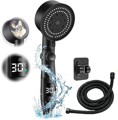 Dailygoods- Douchekop Hoge Druk - 5 Spraymodi - Douchekop met Slang - Waterbesparend - Ronde Douchefunctie - Digitale Temperatuurweergave - Handdouche