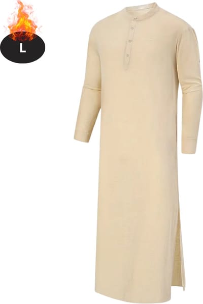 Nivard Islamitische Kleding - Djellaba Heren - Moslim Kleding - Arabisch Mannen Kaftan - Alhamdulillah - Khaki L