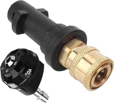 Hogedruk Sproeikop - Reinigingsmondstuk Turbo - Terrassen Reinigen - 6 Sproeiopties - 1/4 Inch - Zwart Geel