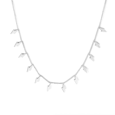 Planet Pink - Ketting bedeltjes bliksemschicht zilver - Stainless Steel - Roestvrij Staal rvs - Waterproof