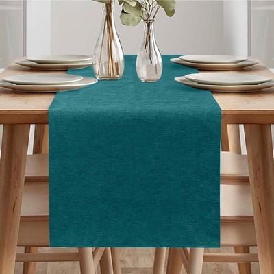 Tafelloper Lente, modern, afwasbaar, tafelloper, linnenlook, waterafstotend, voor eetkamer, party, vakantie, decoratie (blauwgroen, 40 x 140 cm)