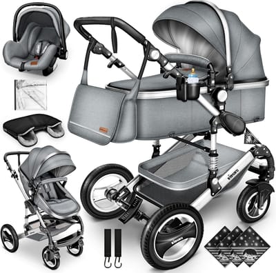 Kinderwagen Complete Set - Combi Wandelwagen - Baby Vervoer - 3-in-1 Functionaliteit - 87 x 65 x 112 cm
