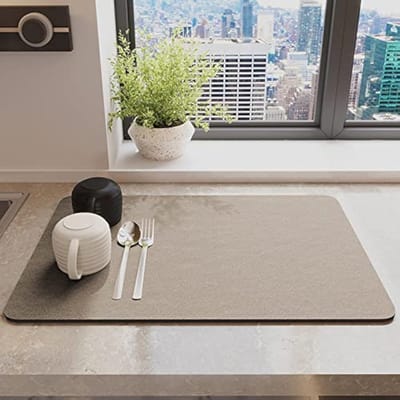 Afwasmat voor aanrecht, 30 x 40 cm, keuken, sneldrogende absorberende afvoermat, koffiemachine mat beschermer, antislip, wasbaar, diatomeeënaarde gootsteen, afdruiprek voor afwas, bar