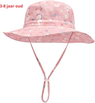 Livano Zonnehoed - Reishoed - UV Beschermende Hoed - Bucket Hat - Festival - Pet - Hoedje Voor Kinderen - Hoofdbescherming - Roze Paard - 3-8 Jaar