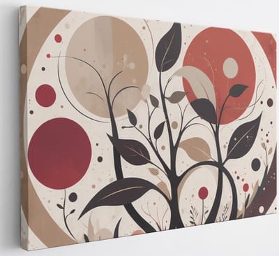 Saammp Canvas Schilderij - Planten - Beige - Abstract - 30x20 - Foto op canvas - Wanddecoratie - Muurdecoratie Woonkamer - Slaapkamer decoratie - Canvas Print