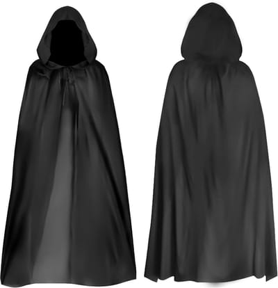 Zwarte Cape met Kap voor Halloween, Grim Reaper en Duivel Kostuum, Perfect voor Feestjes en Cosplay