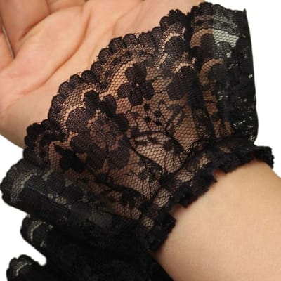 Retro Ruffle Pleated Trim Lace van 5 Yards, 6cm Tulle Decoratieband voor DIY, Kleding en Bruiloft Decoratie, Zwart