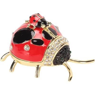 Lieveheersbeestje Sieradendoos Rood Gekleurd Emaille Kristal Handbeschilderd Ringen Oorbellen Sieraden Opbergdoos Ornament black
