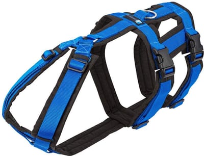 AnnyX Hondentuig - SAFETY - Veiligheidstuig - Anti-Ontsnappingstuig - Blauw/Zwart - maat M - Borstomvang 62-74 cm - Gewicht hond 20-34 kg