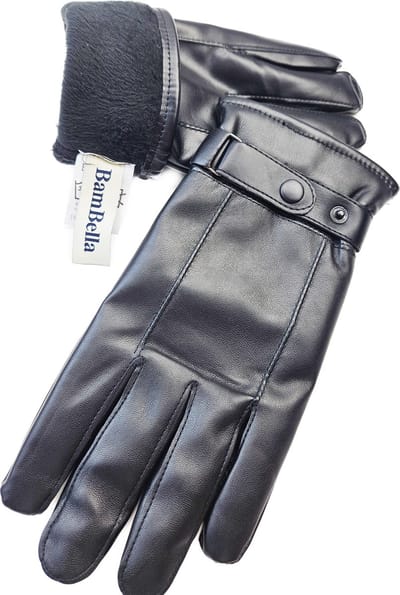 BamBella® Handschoenen winter Heren imitatie leer warme nep bont binnenkant