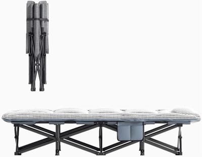 Opvouwbaar campingbed - Extra bed - Comfortabel slapen - Geïntegreerd matras - 189 cm lang - Zwart