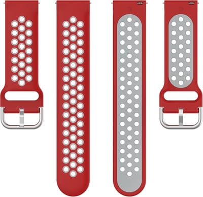 Siliconen bandje - geschikt voor Huawei Watch GT Runner 2 / GT 2(e) 46 mm / GT 3 / 4 / 5 (Pro) 46 mm / Watch 3 (Pro) / Watch 4 (Pro) / GT 6 (PRO) 46mm - rood-grijs